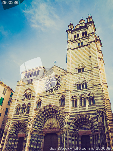 Image of Retro look St Lawrence cathedral in Genoa