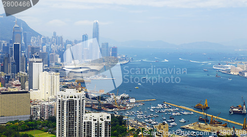 Image of Aerial view of Hong Kong harbor