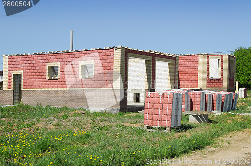 Image of Walls of the new house of red bricks