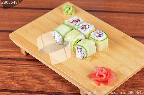 Image of cucumber sushi rolls