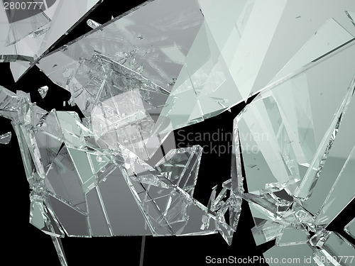 Image of Pieces of demolished or Shattered glass isolated