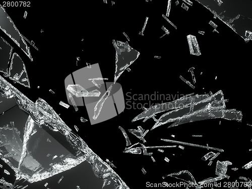 Image of Destructed or Shattered glass isolated on black