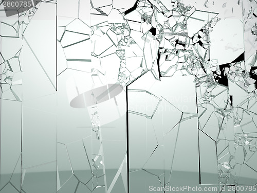 Image of Destructed or broken glass isolated on black
