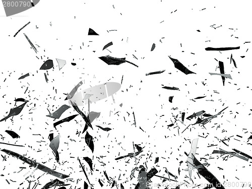 Image of Sharp pieces of smashed glass isolated