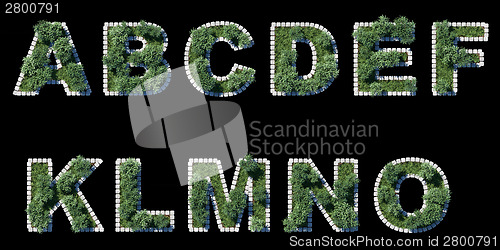 Image of green park font with grey cubing border on black