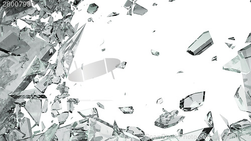 Image of Pieces of shattered glass isolated on white