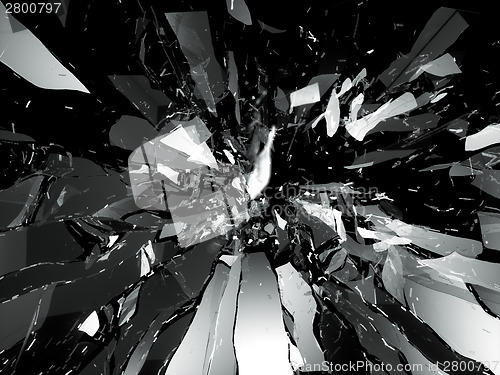 Image of Broken shattered glass pieces isolated