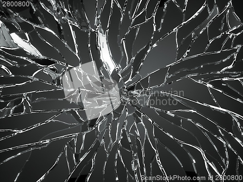 Image of Smashed and shattered glass isolated