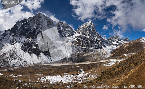 Image of Cholatse peak and Pheriche Valley in Himalayas