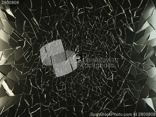 Image of Small sharp Pieces of shattered black glass