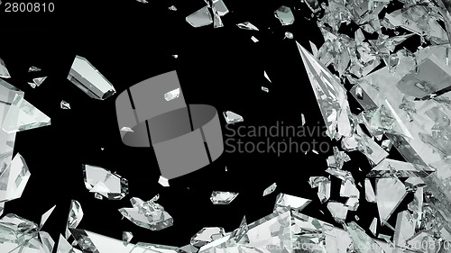 Image of Sharp Pieces of shattered glass isolated