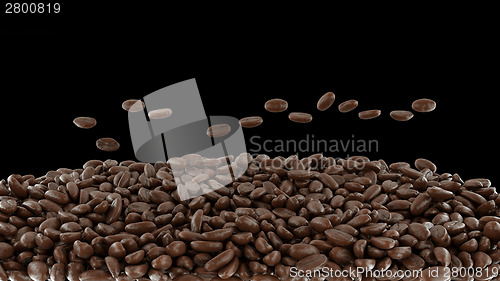 Image of Mixed roasted coffee beans over black 