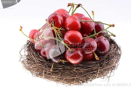 Image of Sweet cherries in a nest