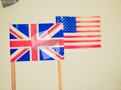 Image of Retro look British and American flags