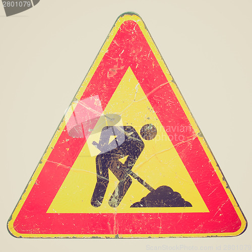 Image of Retro look Roadworks sign