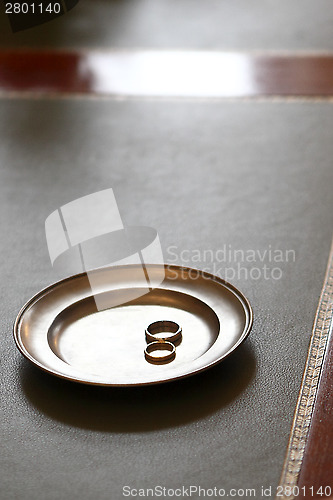Image of Wedding rings on a plate in the registry office