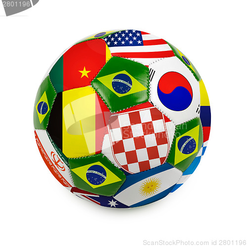 Image of Soccer ball with brazilian flag