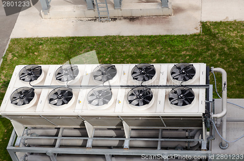 Image of Ventilator fan spin on building biogas plant 