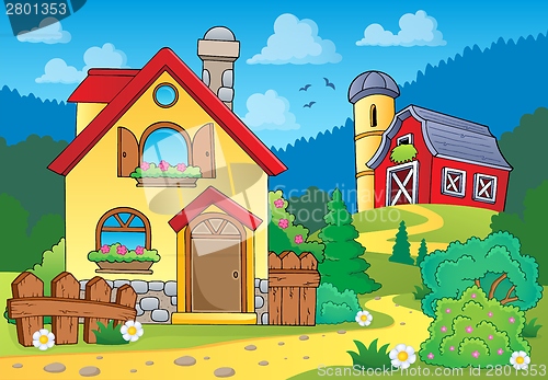 Image of Spring theme with house 1
