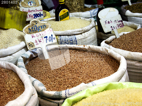 Image of Different rice varieties at the market