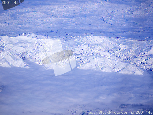 Image of Snowy mountains from above