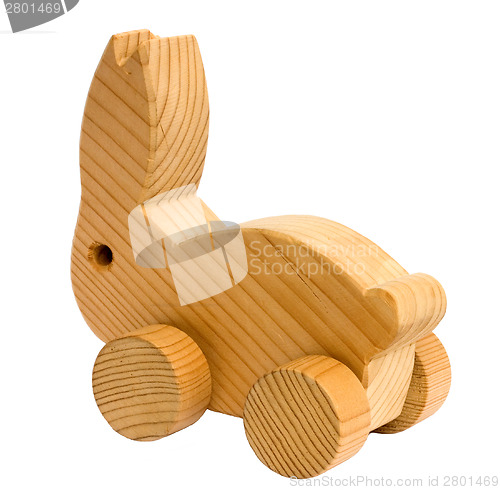 Image of Vintage wooden toy rabbit