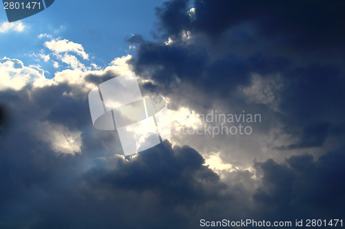 Image of Dark blue sky with clouds