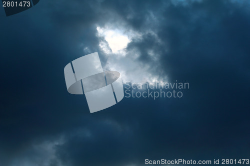 Image of Dark blue sky with clouds