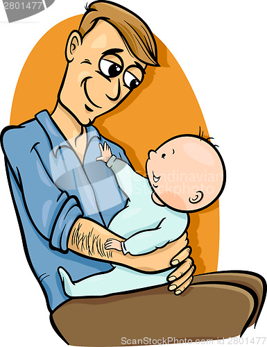 Image of father with baby cartoon illustration