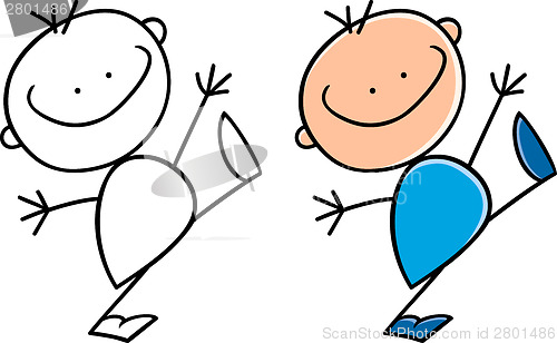 Image of cartoon cute happy little boy