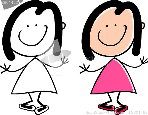 Image of cartoon cute happy little girl