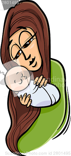 Image of mother with baby cartoon illustration