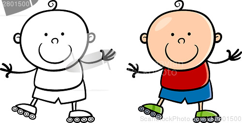 Image of boy on rollerblades cartoon illustration