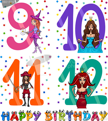 Image of birthday cartoon design for girl