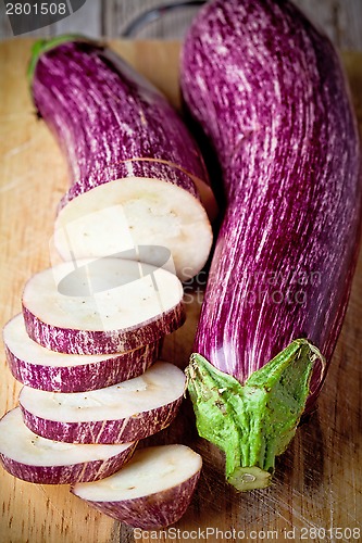 Image of two fresh eggplants