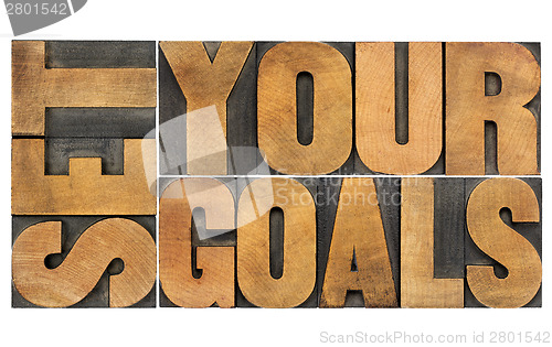 Image of set your goals in wood type