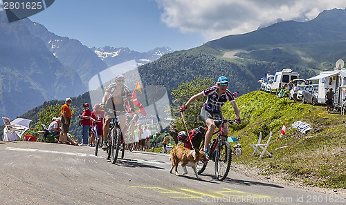 Image of Amateur Cyclists in Pyrenees Mountains