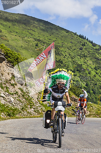 Image of Amateur Cyclist in Pyrenees Mountains