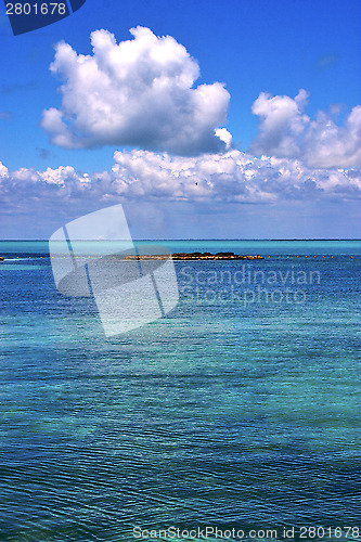 Image of coastline and rock in the  blue 