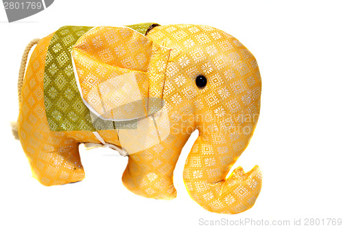 Image of Toy orange patterned fabric elephant from Thailand