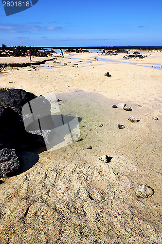 Image of people footstep coaststone   cloud beach  and summer 