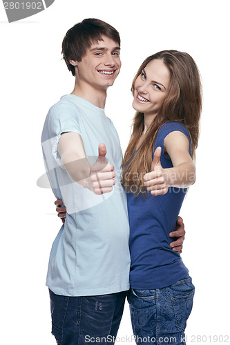 Image of Happy couple with thumbs up