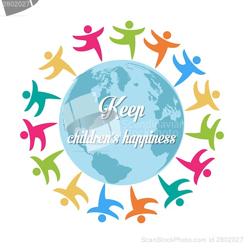 Image of keep children's happiness, group of children all around the worl