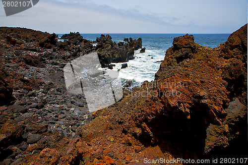 Image of rock  water  in lanzarote  isle foam  landscape   cloud   