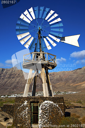 Image of windmills and the sky in  isle of lanzarote spain 