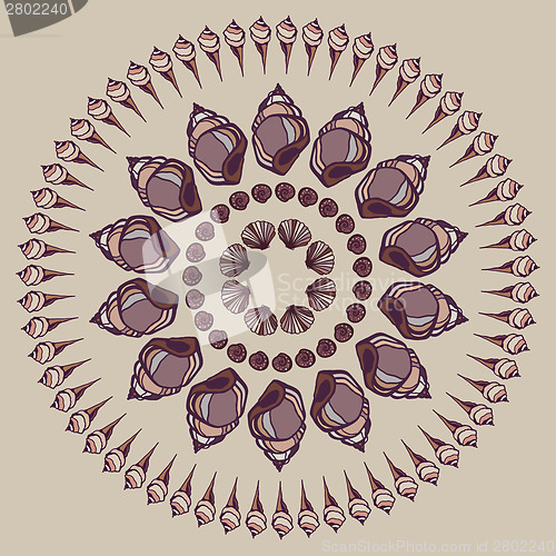 Image of Mandala made of Seashells.