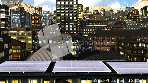 Image of Solar panels in city