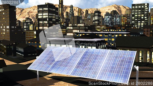 Image of Solar panels in city