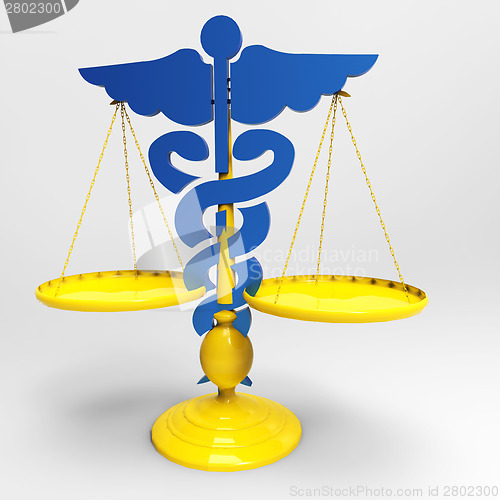 Image of Asclepius &amp; Justice scale