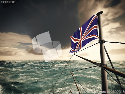 Image of Old pirate frigate on stormy seas